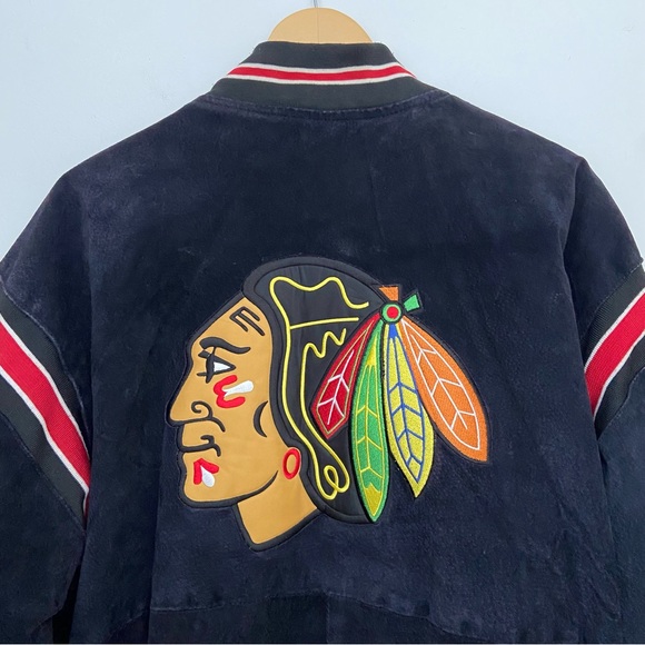 Vintage NHL Chicago Blackhawks Suede Leather Bomber Jacket - Picture 3 of 6